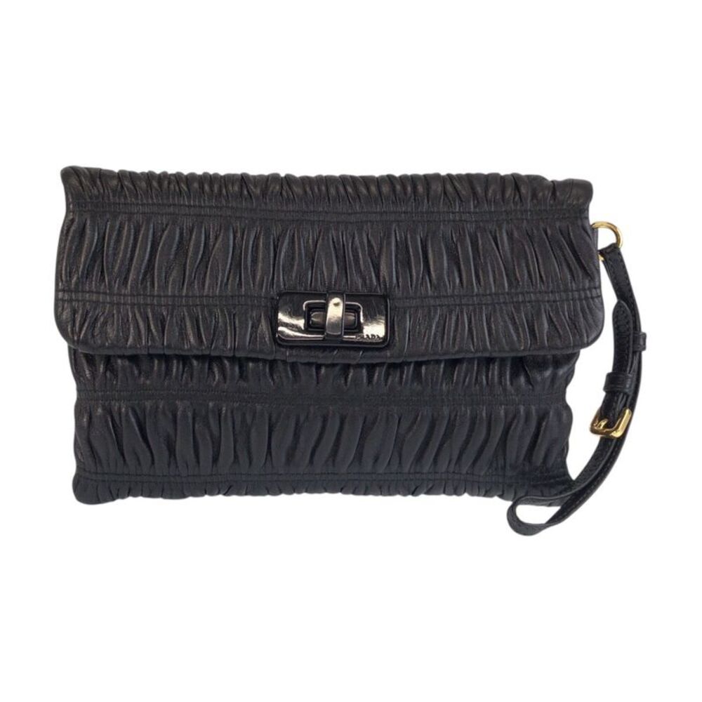 Prada Black Leather Clutch Bag